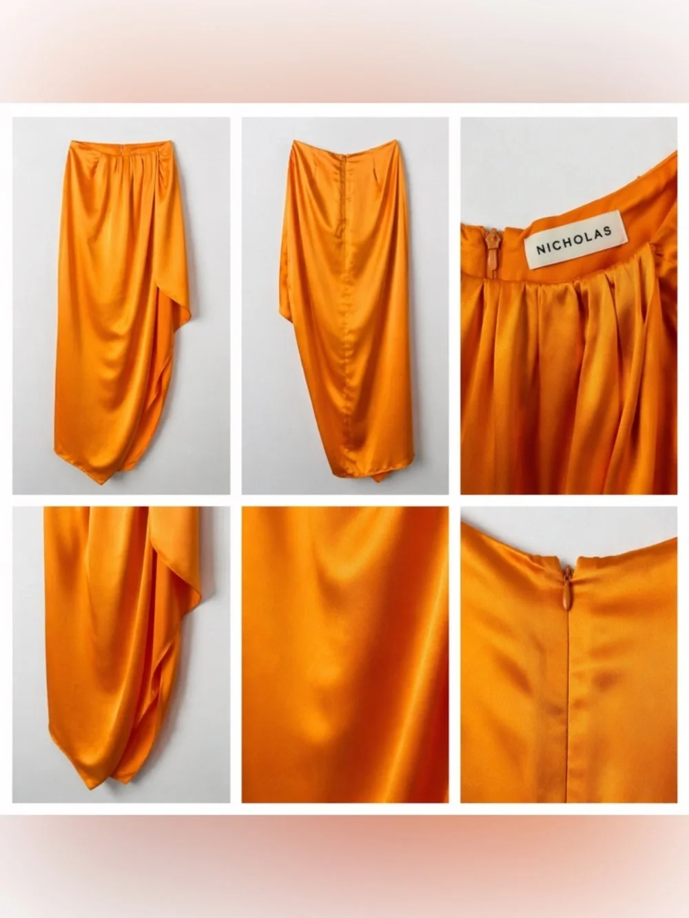 Nicholas Manon Silk Skirt Size 2 Orange Asymmetrical Maxi